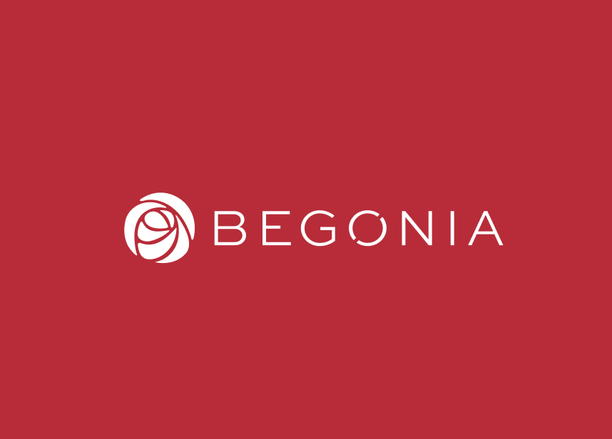Begonia logo in red background